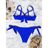 XS - XL Knotted Push Up Bikini Swimsuit Female Swimwear Women Two-pieces Bikini Set With Bra Cup Bather Bathing Suit Swim V3992