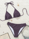 Sexy Black Polka Dot Print Bikini Set Women Halter Push Up Bra High Waist Swimsuit Bathing Suit Vacation Two Piece Swimwear 2026