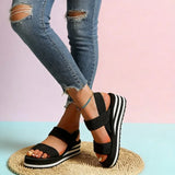Women Slingback Wedge Sandals Outdoor Summer Lightweight Slides Solid Color Thick Bottom Ladies Slipper Female Roman Sandals