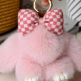 Bag Accessories Fashion Pluff Bunny Keychain Fluffy Lovely Play Dead Rabbit Cute 13cm Rabbit Fur Keychain Women