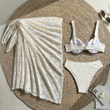 With Mesh Skirt Underwired Bra Cup Bikini Women Swimwear Female Swimsuit Three-pieces Bikini Set Bathing Suit Swim Beachwear