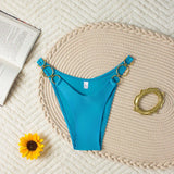 Sexy Low Waist Women Bikini Bottom Side Metal Buckles Hollow Out Swimming Thongs Summer Beach G-String Bathing Swimming Trucks