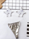 Micro Bikini Women Clear Strap Push Up Bra Neon Yellow Gold Transparent Swimsuit Women Triangle Bather Thong Swimwear Biquini