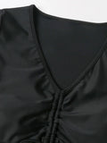 2026 Plain Drawstring Two Pieces Women Swimsuit Solid Sexy Swimwear Female Bathers Bathing Swimming Suit Summer Beachwear