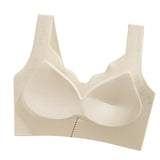 Ribbed Bras Push-Up Wireless Bra Women's Seamless Underwear Plus Size Wave Neckline Wide Strap Support Sexy Lingerie M-3XL