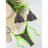 Sexy Leopard Printed Halter Brazilian Bikini Women Swimwear Female Swimsuit Two-Piece Bikini Set Bather Bathing Suit Swim V3681