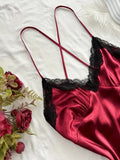 V-neck Lace Camisole Nightgown Hot Backless Sexy Women Sleepwear Short Silk Sleep Shirts Elegant Pajamas Lingerie Night Dress