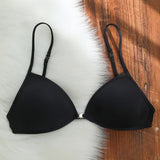 MOYISU French Triangle Cup Underwear Women's Thin Straps Beautiful Back Halter Invisible Front Buckle Bra Thin Seamless Bra