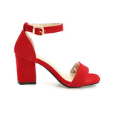 Women Sandals New Summer Fashion Sandals Medium High Heels Outdoor Elegant Wedding Shoes Bridal Plus Size Buckle Strap Sandals