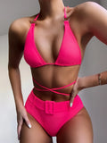 Bikini 2026 Sexy High waist Leopard print Bandage halter Swimwear Swimsuit Women Bikinis Set Bathing Suit Beach Bikini Female