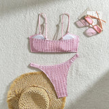 Wrinkled Crinkled Tie Knotted Bikini Women Swimwear Female Swimsuit Two-pieces Bikini Set Brazilian Bathing Suit Swim Beach Wear