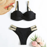 New S - XL Bra Bikini Push Up Swimsuit Female Swimwear Women Two-Pieces Bikini Set With Cup Bather Bathing Suit Swim Lady V2310