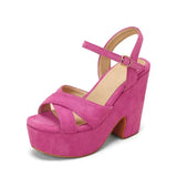 Plus Size Shoes for Women Summer Fashion Candy Colors Buckle Strap High Heel Peep Toe Wedges Sandals Casual Women Beach Shoes