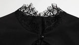 Ahagaga Sexy Women's Mini Dresses Patchwork Short Sleeves Lace Hollow Out Slim Fit Trend Baisc Turtleneck Streetwear Female Robe