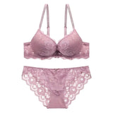 Hollow Lace Floral Sexy lingerie set Bow Padded Push Up women's bra Suitable for Small Busts sexy bras and panties