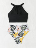 2026 High Waist Bikini Women High Neck Swimsuit Printed Swimwear Female Padded Beachwear Bathers Bathing Swimming Swim Suit