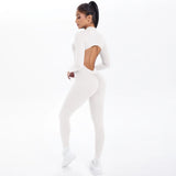 Women's Seamless Yoga Jumpsuits Sports Fitness Zipper Open Beauty Back Hip-lifting One-Piece Running Training Workout Bodysuits