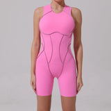 Yoga Jumpsuit Summer Short Sleeveless Sports Wear Gym Fitness Sports Bodysuit Women Dance Running Workout Clothes Yoga Jumpsuit
