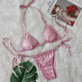 Bikini 2026 Sexy Heart-shaped Rhinestone Tassel Shining Fabric Solid Swimwear Swimsuit Women Bikini Set Bathing Suit Bikini Luxe