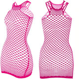 Fishnet Women Sexy Beach Cover Up Dress Women Stretch See Through Sleeveless without Bikini Swimsuit Cover up Mini Beachwea