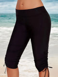 2026 Black Swimsuit Pants Sporty long Knee Drawstring Swimwear Women Bathers Bathing Swimming Swim Suit Female Beachwear XXL