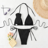 2026 Triangle String Bikinis Women 3D Floral Swimwear Female Sexy Swimsuit Solid Bathers Bathing Swimming Swim Suit Beachwear
