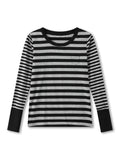 Women Striped Print Long Sleeve Tops Fitted Round Neck Fall T-shirts Casual Streetwear for Daily Office Party