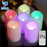 Flameless Cylindrical LED Candle Light, Waterproof Remote Control Battery Operated Night Lamp, Home Decoration