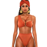 Sexy Bikini Women High Waist Totem Print Hollow Swimwear Swimsuit Female Beach Bikinis Set Bathing Suit Banadores Mujer 2026 New