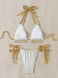 Shiny Snake Skin Bikinis 2026 Shell Pendant Bikini Female Swimsuit Women Swimwear Two-pieces Bikini Set Micro Bathing Suit Swim