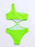 2026 Sexy Ring Link Monokini Swimsuit One Piece Solid One Shoulder Swimwear Women Bathers Bathing Swimming Swim Suit Female