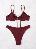 2026 Push Up Bikini Women Tie Front Swimsuit Sexy Underwire Swimwear Female Bathers Bathing Swimming Swim Suit Summer Beachwear