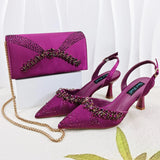Doershow Italian Shoes And Bag Sets For Evening Party With Stones Italian Leather Handbags Match Bags! HC1-1