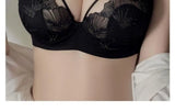 MOYISU French Pure Desire Sexy Rabbit Ears Cup Ultra-thin Underwear Women's Big Breasts Show Small Anti-sag Bra Cover Summer