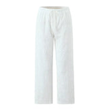 Foridol Hollow Out Cotton Women's 2 Pieces Set White Summer Pants Set Embroidery Top Pants Suit Matching Set Beach Casual Pants