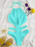 2025 New Sexy Halter Women Swimwear One Piece Swimsuit Female Hollow Out Monokini Bather Bathing Suit Summer Beach Wear Bodysuit