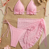 DEKA Lace Ruffled Swimwear Women Bikinis Set Backless Lace Up Bathing Suit Sexy Thongs Split Swimsuit Summer Beach Mini Skirt