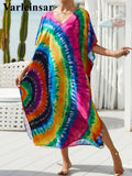 2026 New Colorful Kaftan Tunic Beach Dress Beach Wear Beachwear Beach Cover Up Cover-upsLoose Maxi Dress Female Women V4428
