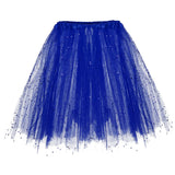 Women Glitter Tutu Skirt Puffy Tiered Tulle Underskirt Elastic Waist Layered Short Skirt Party Gown Princess Skirt Orange Yellow