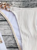 Halter Metal Rings Bikinis Wrinkled Bikini Female Swimsuit Women Swimwear Two-pieces Bikini Set High Cut Bathing Suit Swim Lady