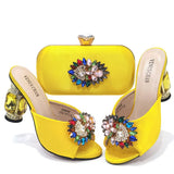 Doershownew Italian blue Shoes And Bag Sets For Evening Party With Stones Italian Leather Handbags Match Bags! HSD1-35