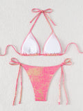 DEKA Sexy Gold Halter Bikinis Sets Lace-Up Triangle Tie Side Bikini Swimsuit Women Swimwear Brazilian Female Bathing Suits