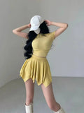 WOMENGAGA Sexy High Waist Slim Safety Skorts Irregular Pleated Pink Skirt Half Body Short Streetwear Hot Sexy Korean Women 51DL