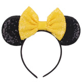 Disney Mickey Mouse Ears Leopard Print Headbands for Girls Baby Women Sequins 5"Bows Hair Accessories Adults Hairbands Kids Gift