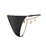 Flash Diamond Letter Pendant Design Thongs Low Waist Intimates Panties Women's Sexy Underpants Transparent Erotic Underwear