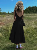 Chic Elegant O-neck Sleeveless Backless A-line Long Dresses Red Black 2026 Summer High Waist Tunics Zip-up Party Evening Dress