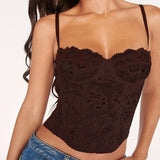Lace Fishbone Crop Top Hot Girl Slim Fit Tank Top Sexy Body Shaping Backless Backless Deep V Suspenders Sleeveless Top 2RZV