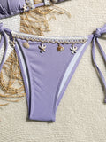Shell Decoration Ribbed Halter Strappy Bikini Women Swimwear Female Swimsuit Two-pieces Bikini Set Bather Bathing Suit Swim Lady