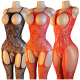 Transparent Fishnet Lingerie Women Crotchless Bodysuits Sexy Open Crotch Pantyhose Teddy Jumpsuits Erotic Full Body Stockings