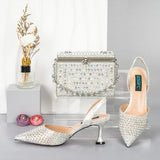 Doershow beautiful Italian blue Shoes And Bag Sets For Evening Party With Stones Italian Leather Handbags Match Bags! 1-39